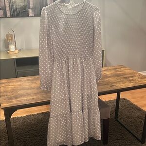 Jillybox Mad About Style Elegant Gray Polka Dot Dress